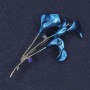 Calla Lily Brooch Rhinestones Blue Enamel Silver-tone Metal 35x60mm+