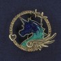 Unicorn Brooch, White Crystals, Enamel, Gold-Tone Metal, 30x32mm+