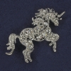 Unicorn Brooch with White Rhinestones, Silver-Coloured Metal, 47x35mm+
