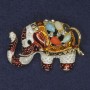 Elephant Brooch with Rhinestones and Assorted Stones, Enamel, Gold-Coloured Metal, 40x28mm+