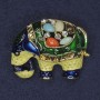 Elephant Brooch with Rhinestones and Assorted Stones, Enamel, Gold-Coloured Metal, 35x26mm+