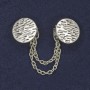 Cardigan Brooch Silver-Tone Metal, Diameter 20mm+/- Chain, Length 9cm+