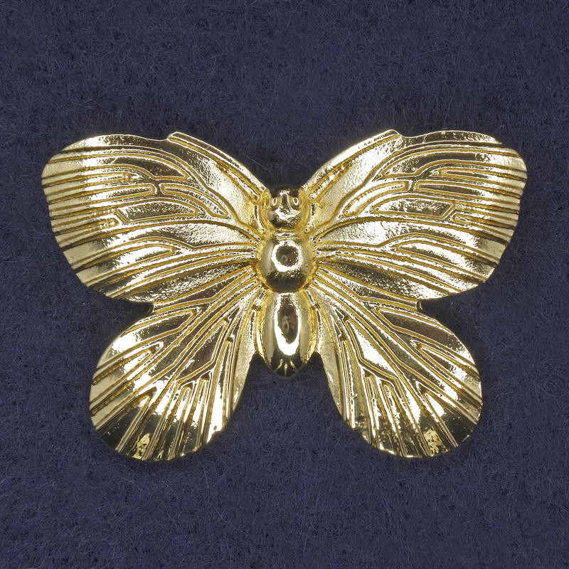 Butterfly Brooch, Gold-Tone Metal, 42x30mm+