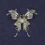 Butterfly Brooch with Blue Crystal, Pearl, Silver-Tone Metal, 40x44mm+