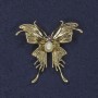 Butterfly Brooch with Pink Crystal, Pearl, Gold-Coloured Metal, 40x44mm+