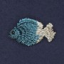 Fish Brooch, Blue & White Enamel, Gold-Tone Metal, 27x42mm+