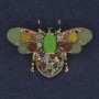 Bee Brooch, assorted gemstones and rhinestones, gold-tone metal, 28x40mm+