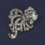 Fish Brooch, Crystals, White Enamel, Silver-Tone Metal, 30x33mm+