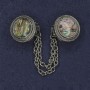Cardigan Brooch Haliotis, Diameter 20mm+/- Silver-Tone Metal Chain, Length 9cm+