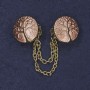 Cardigan Brooch Pink Enamel Gold-Tone Metal, Diameter 20mm+/- Chain, Length 9cm+