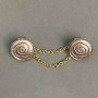 Cardigan Brooch Pink Enamel Gold-Tone Metal, Diameter 20mm+/- Chain, Length 9cm+
