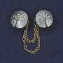 Cardigan Brooch Blue Enamel Gold-Tone Metal, Diameter 20mm+/- Chain, Length 9cm+