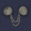 Cardigan Clip Brooch, silver-tone metal, diameter 20mm+/- chain, length 9cm+