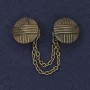 Cardigan Brooch, Bronze-Tone Metal, Diameter 20mm+/- Chain, Length 9cm+