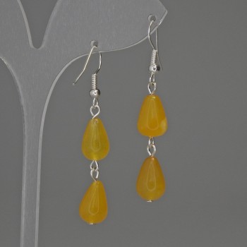 Tinted Quartz Drop Earrings 8x12mm±, length 50mm+