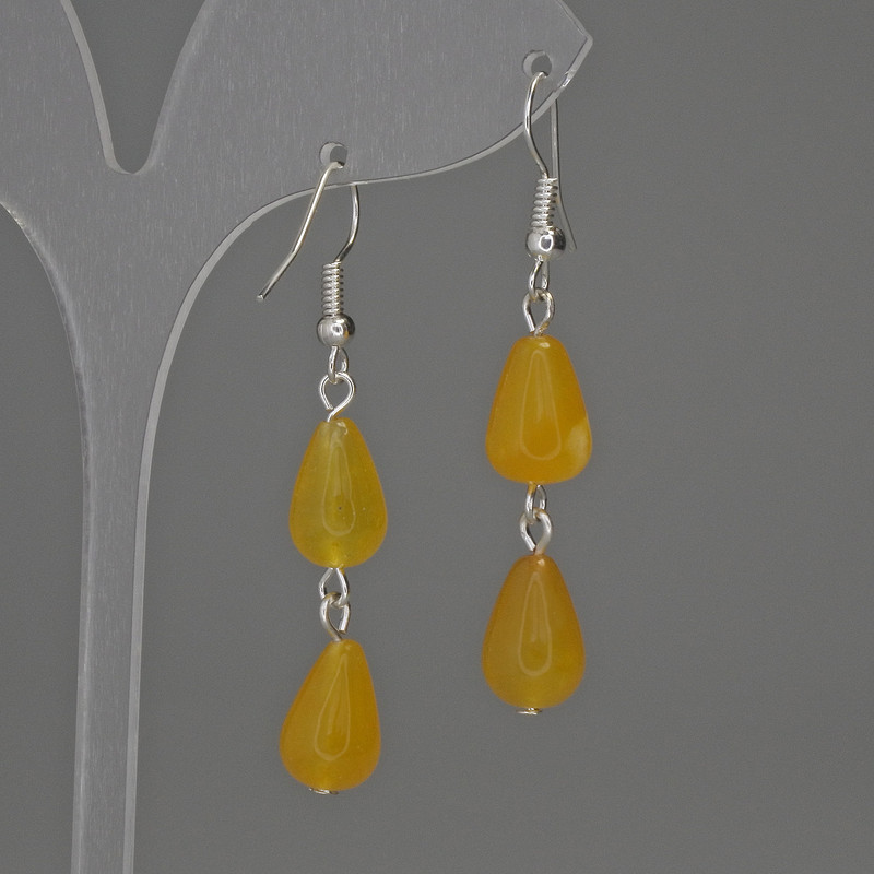 Tinted Quartz Drop Earrings 8x12mm±, length 50mm+