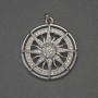 Star Pendant with White Rhinestones, Silver-Tone Metal, Diameter 25mm+/-, Length 30mm+