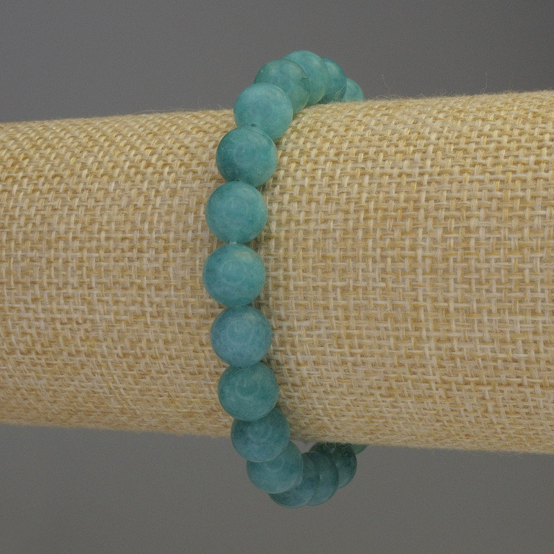 Aquamarine Smooth Bead Bracelet, diameter 8mm+-, length 18cm+- stretch