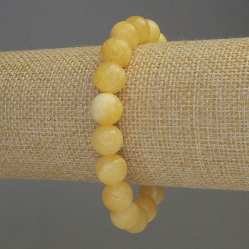 Yellow Agate Bracelet, smooth ball beads, diameter 10mm+-, length 18cm stretch