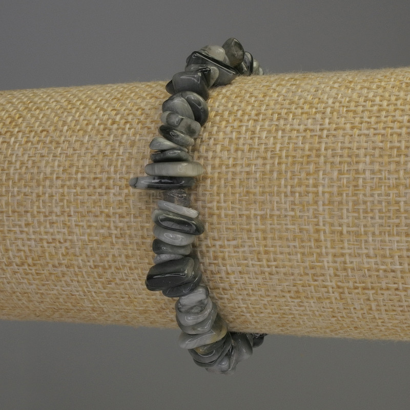 Hawk's Eye Chip Bead Bracelet, Diameter 8x3mm+/-, Length 18cm, Stretch