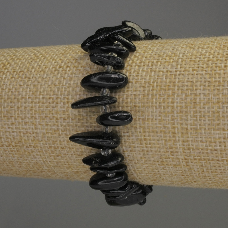 Agate Bracelet, needle chip, diameter 14x3-4mm+-, length 18cm stretch