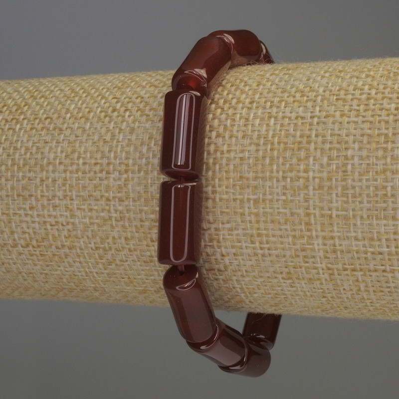 Carnelian Cylinder Bracelet, diameter 15x8mm+-, length 18cm stretch