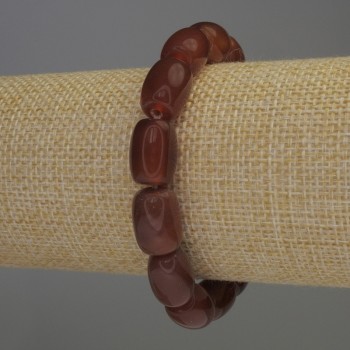 Carnelian Barrel Bracelet, diameter 13x9mm+-, length 18cm stretch