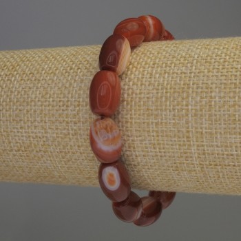 Carnelian Barrel Bead Bracelet, diameter 13x9mm±, length 18cm stretch