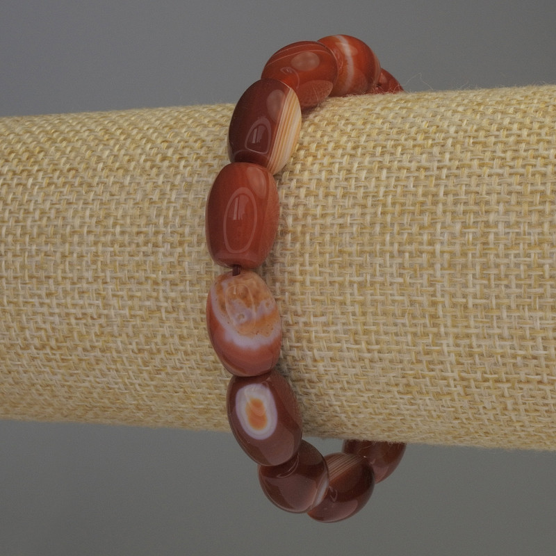 Carnelian Barrel Bead Bracelet, diameter 13x9mm±, length 18cm stretch