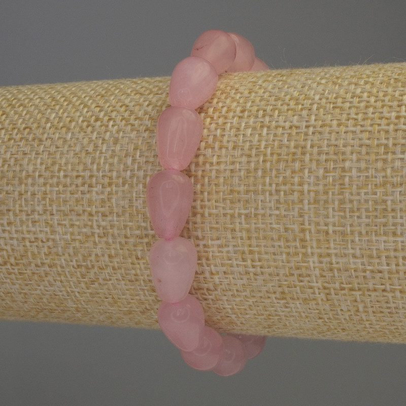 Rose Quartz Drop Bracelet, diameter 12x8mm+-, length 18cm+- stretch