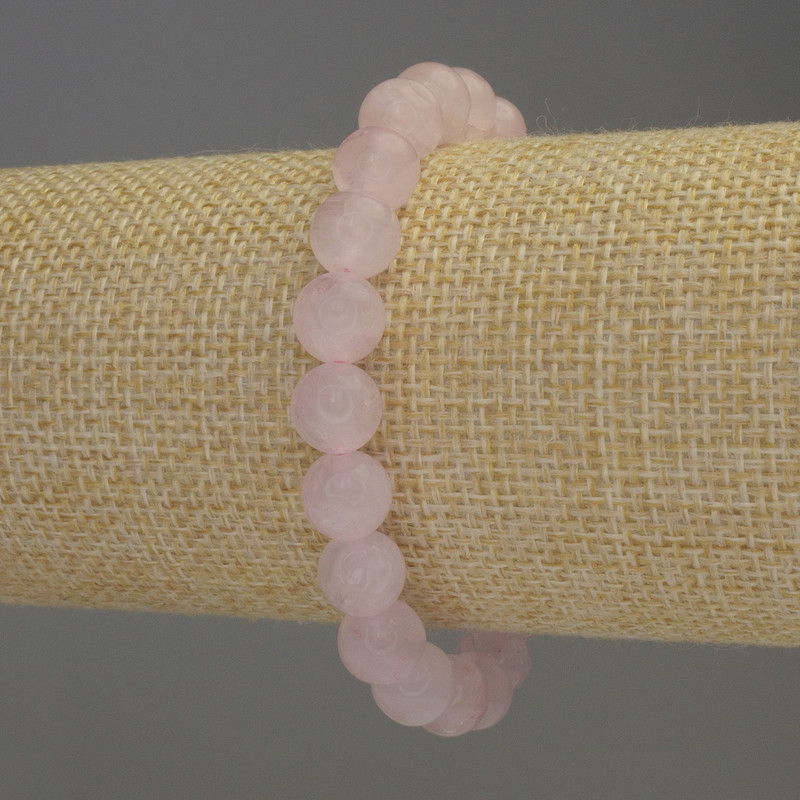 Rose Quartz Smooth Round Bead Bracelet, diameter 8mm+-, length 18cm+- stretch
