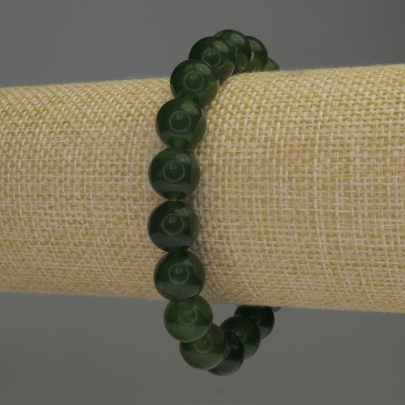 Jadeite Bracelet, smooth round bead, diameter 10mm+-, length 18cm stretch
