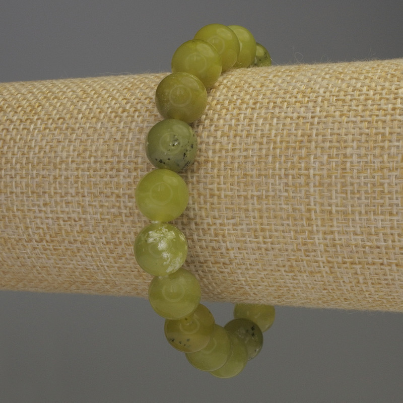 Jadeite Smooth Round Bead Bracelet, diameter 10mm+-, length 18cm stretch