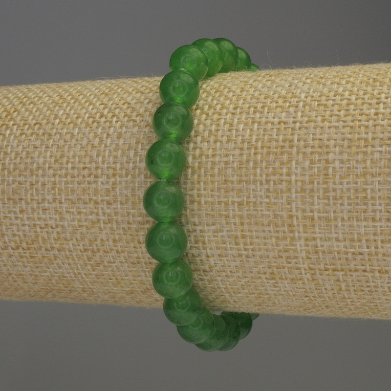 Chrysoprase Bracelet, Smooth Round Beads, Diameter 8mm+/-, Length 18cm+/-, Stretch