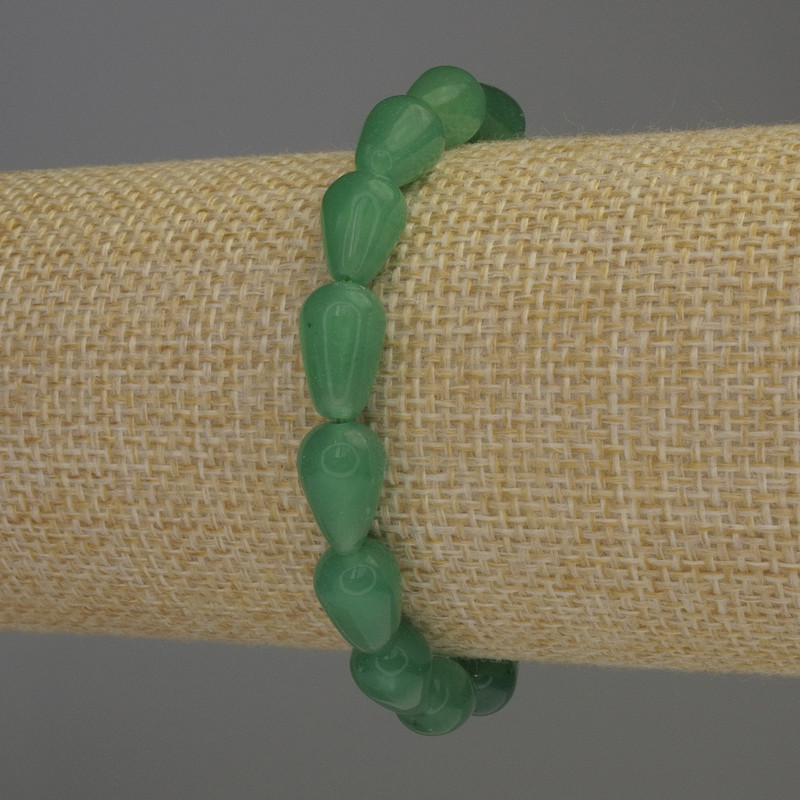 Jade Bracelet, teardrop, diameter 12x8mm+-, length 18cm+- stretch