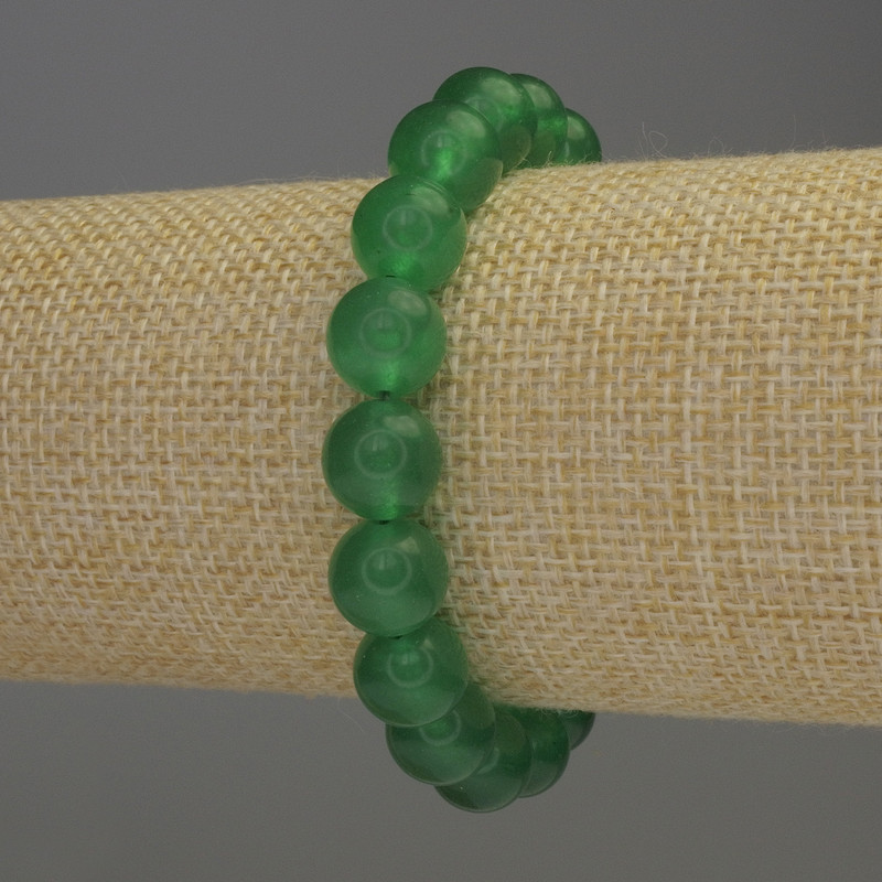 Nephrite Jade Bracelet, smooth round bead, diameter 10mm+-, length 18cm+- stretch
