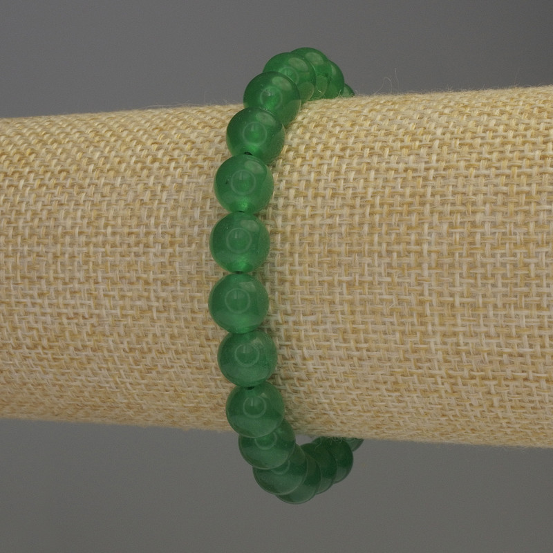 Nephrite Smooth Round Bead Bracelet, diameter 8mm+-, length 18cm+- stretch