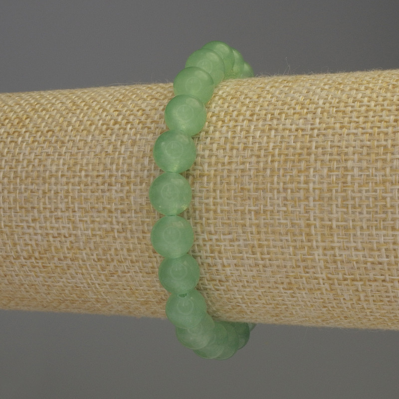 Jade Smooth Bead Bracelet, diameter 8mm±, length 18mm± stretch