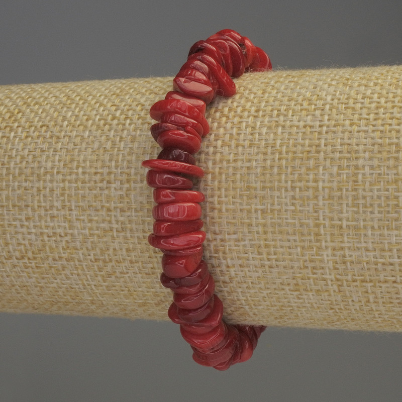Coral Chip Bracelet, Diameter 9x2-3mm+/-, Length 18cm, Stretch