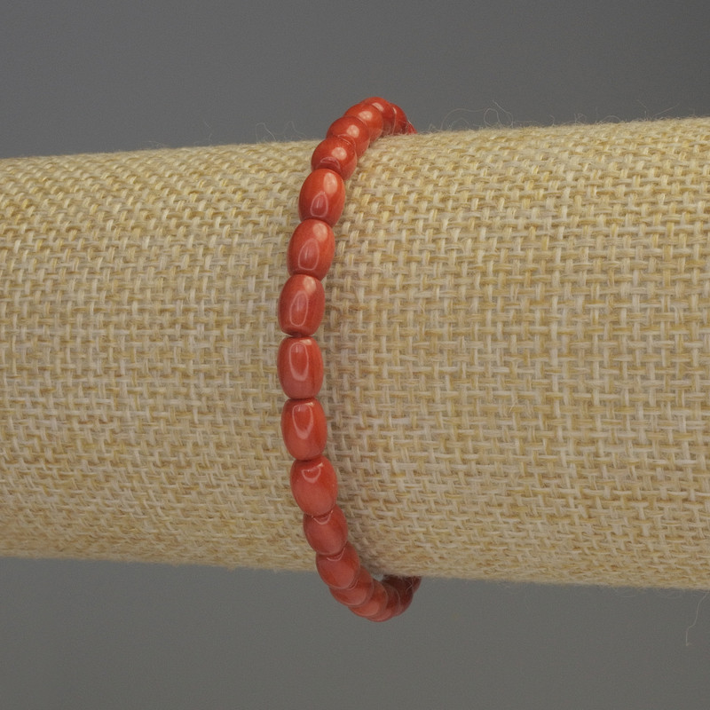 Orange Coral Bracelet, Barrel, Diameter 6x5mm+-, Length 18cm, Stretch