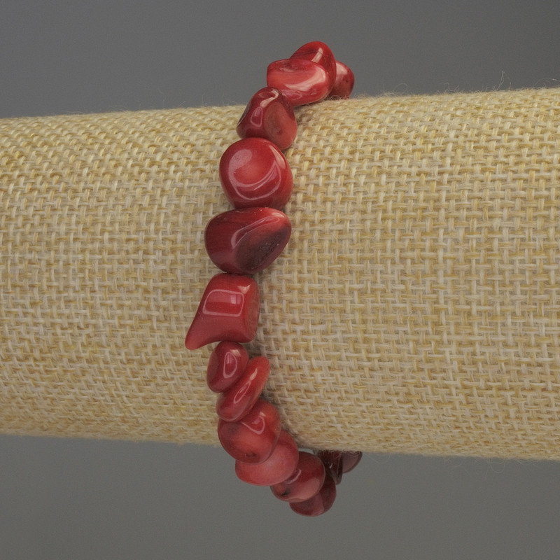 Coral Tumbled Bead Bracelet, diameter 7-10x9mm±, length 18cm stretch