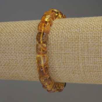 Amber Bracelet, smooth cube 7x7mm+-, length 18cm+- stretch