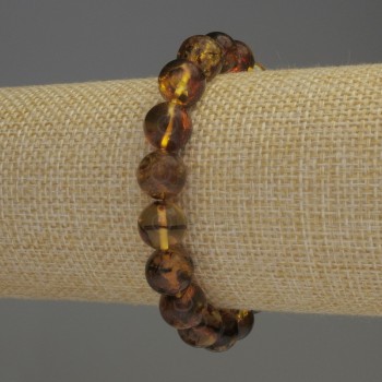 Amber Bracelet, Smooth Bead, Diameter 9.5mm+-, Length 18cm+-, Stretch