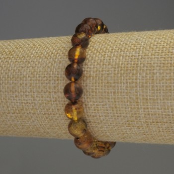 Amber Bracelet, Smooth Bead, Diameter 8mm+-, Length 18cm+-, Stretch