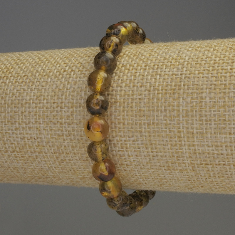 Amber Bracelet, Smooth Bead, Diameter 8mm+-, Length 18cm+-, Stretch