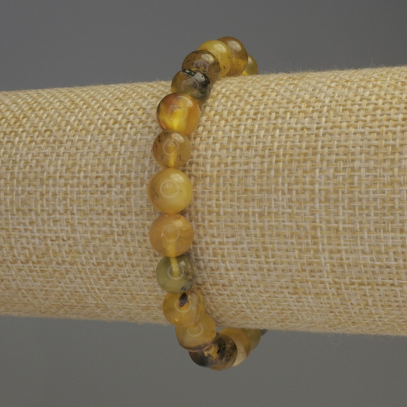 Amber Smooth Round Bead Bracelet, diameter 8mm+-, length 18cm+- stretch