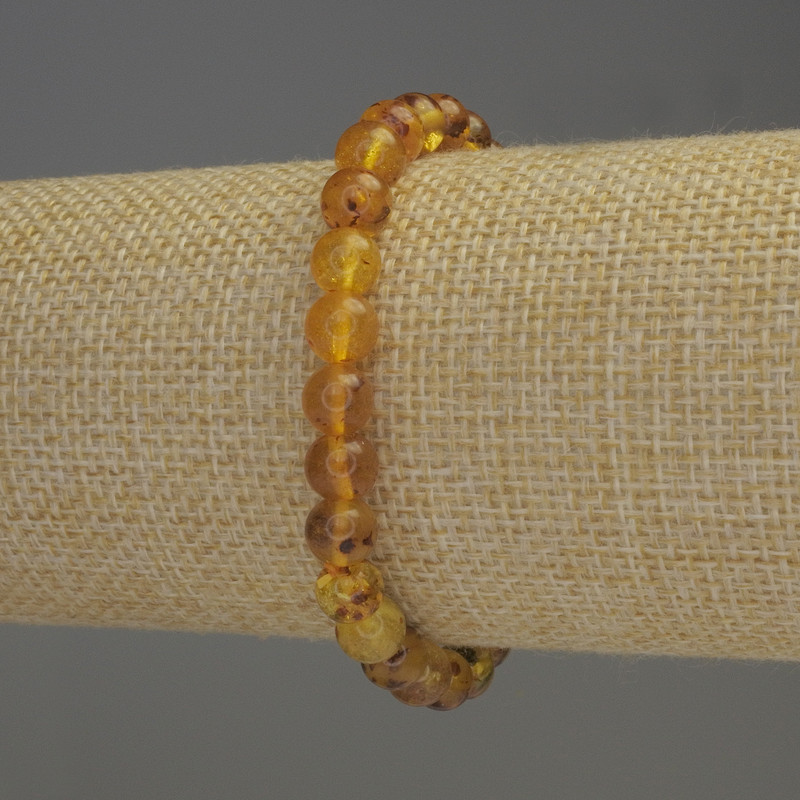 Amber Smooth Bead Bracelet, diameter 6.5mm±, length 18cm± stretch