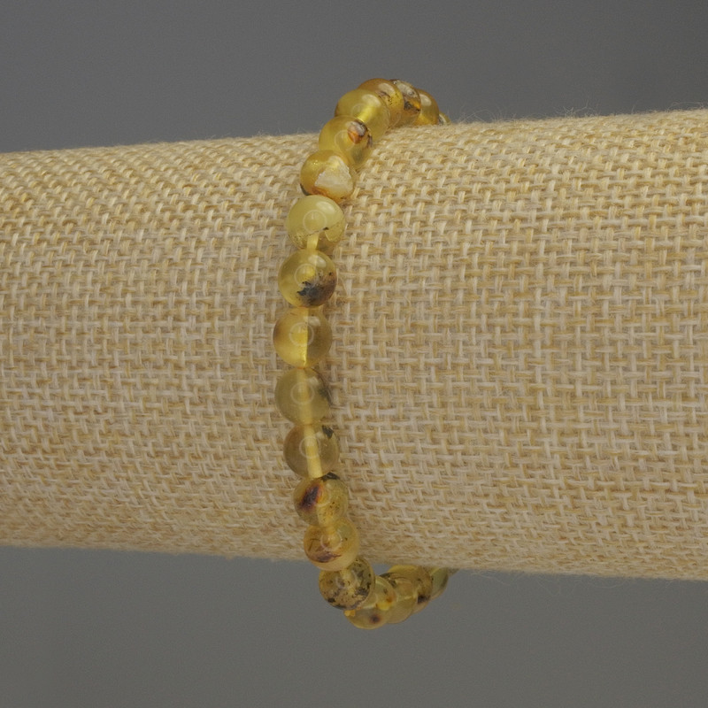 Amber Smooth Bead Bracelet, diameter 6-6.5mm+-, length 18cm+- stretch