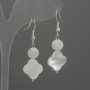 Mother-of-Pearl Earrings Clover 12mm+/- Ball 6mm+/-, length 38mm+