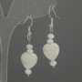 Mother-of-Pearl Earrings Heart 12mm+/- Rondelle 5x3mm+/-, length 45mm+